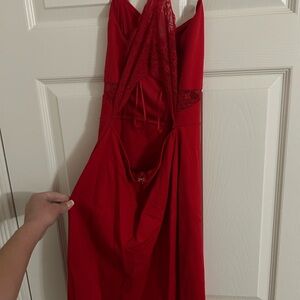 Express Peek A Boo Elegant Red Lace Dress
